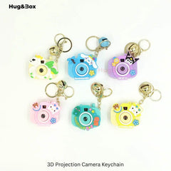Camera Projection Keychain – Cute Cartoon Projector Keyring with Light & Image Display - Hug&Box