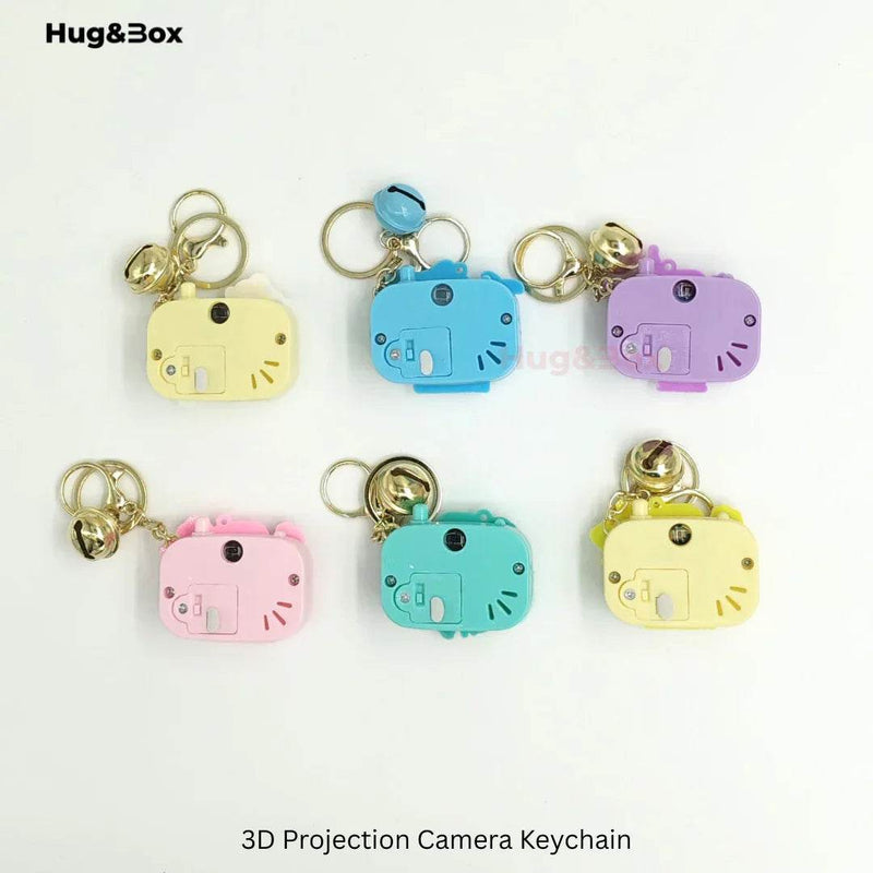 Camera Projection Keychain – Cute Cartoon Projector Keyring with Light & Image Display - Hug&Box