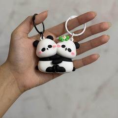 Panda & Teddy Magnetic Keychain – Cute Couple Magnet Keyring Set - Hug&Box