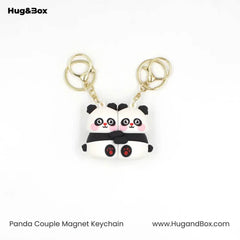 Panda & Teddy Magnetic Keychain – Cute Couple Magnet Keyring Set - Hug&Box