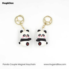 Panda & Teddy Magnetic Keychain – Cute Couple Magnet Keyring Set - Hug&Box