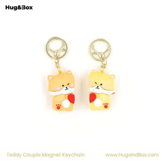 Panda & Teddy Magnetic Keychain – Cute Couple Magnet Keyring Set - Hug&Box