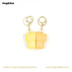 Panda & Teddy Magnetic Keychain – Cute Couple Magnet Keyring Set - Hug&Box